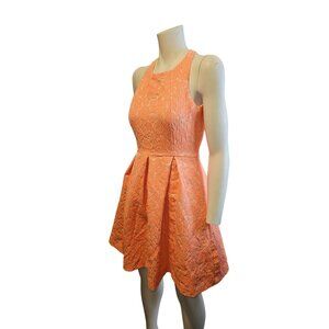 Hutch Orange Sleeveless Textured Fit & Flare Dress Cut Out Back Pockets Women 6
